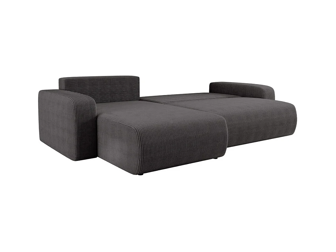 Canapé ALYA d'angle max réversible et convertible 5 places en velours côtelé - Gris