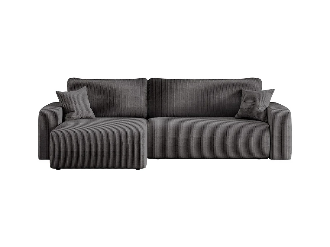 Canapé ALYA d'angle max réversible et convertible 5 places en velours côtelé - Gris