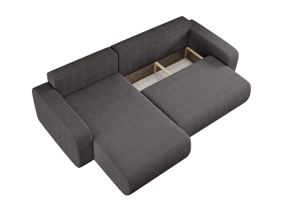 Canapé ALYA d'angle max réversible et convertible 5 places en velours côtelé - Gris