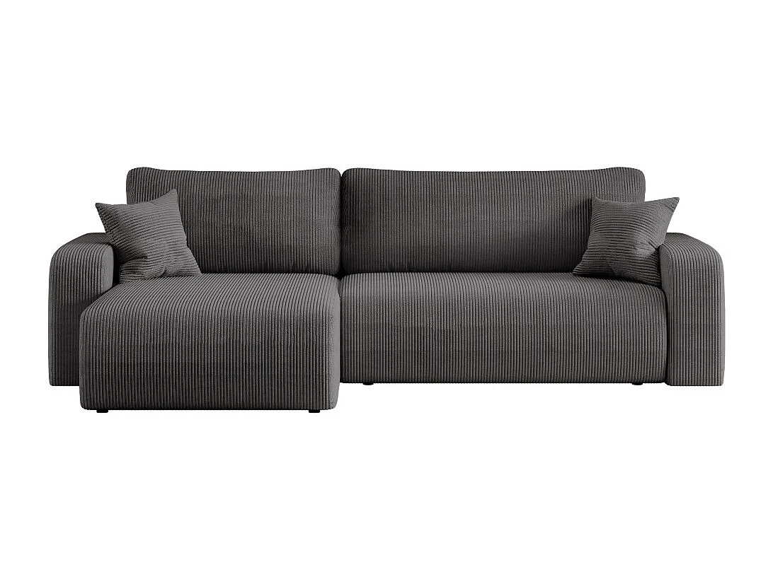 Canapé ALYA d'angle max réversible et convertible 5 places en velours côtelé - Gris