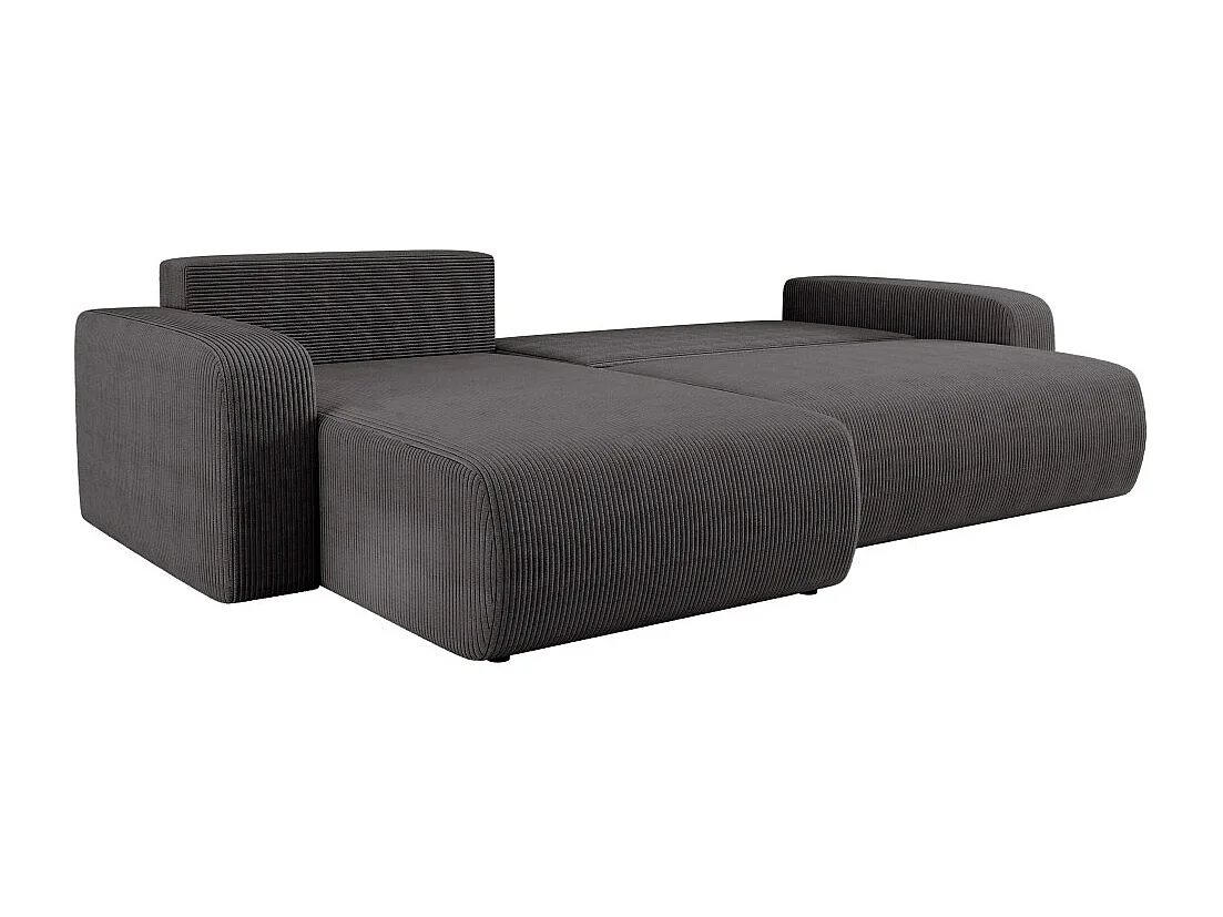 Canapé ALYA d'angle max réversible et convertible 5 places en velours côtelé - Gris