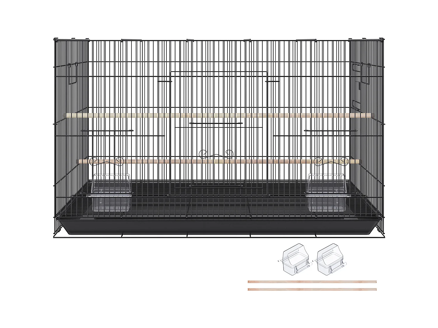 Cage à Oiseaux, SucceBuy Cage à Oiseaux en Métal de 76 cm pour Perruches, Calopsittes et Petits Perroquets