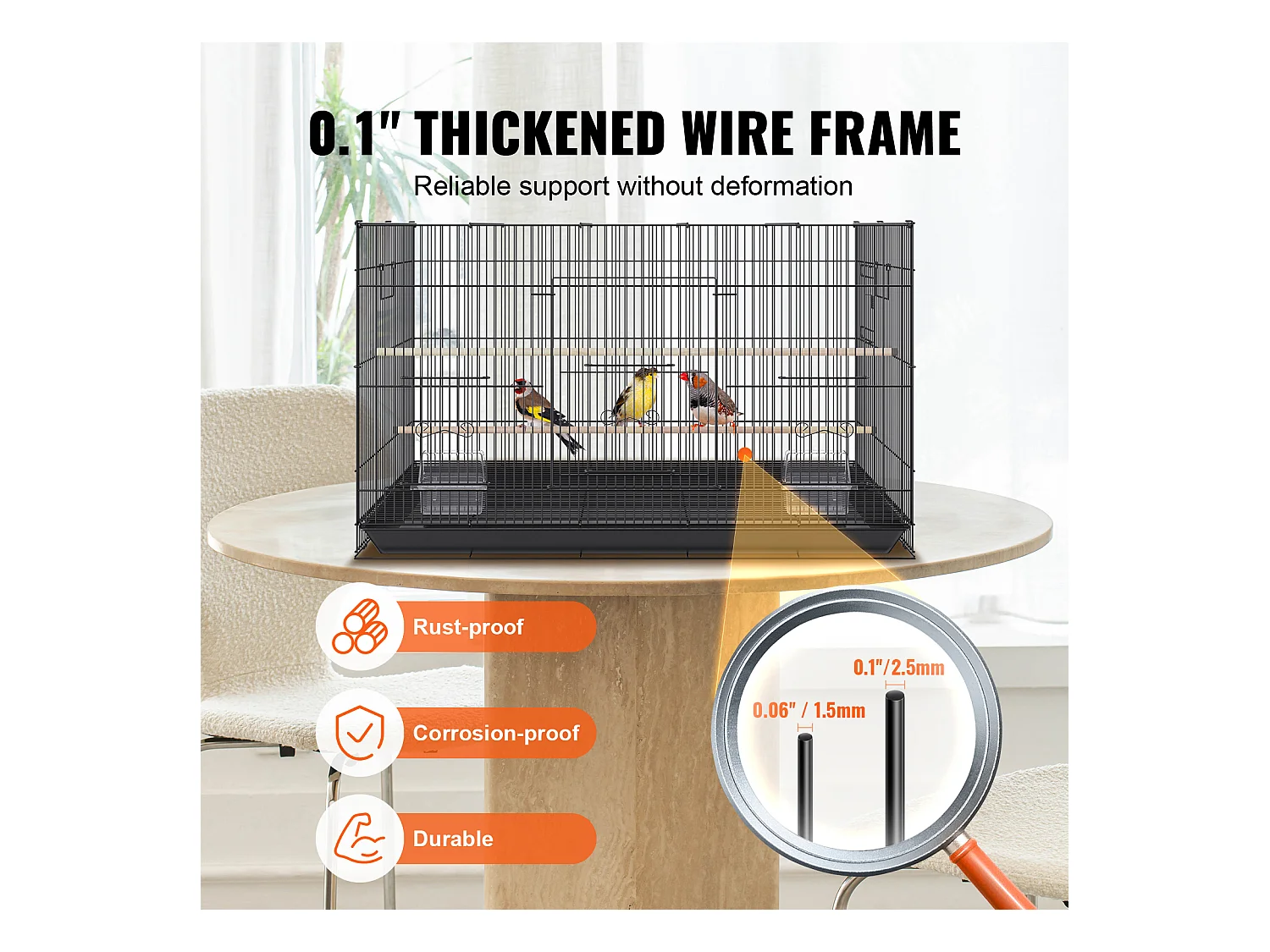 Cage à Oiseaux, SucceBuy Cage à Oiseaux en Métal de 76 cm pour Perruches, Calopsittes et Petits Perroquets
