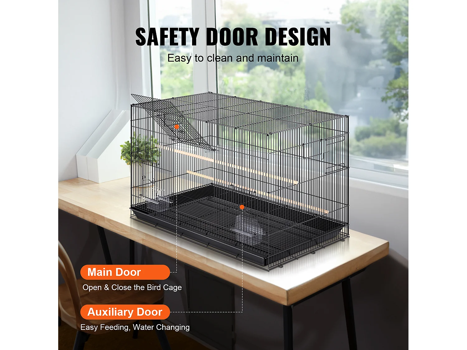 Vogelkooi, SucceBuy 76 cm Metalen Vogelkooi voor Parkieten, Valkparkieten en Kleine Papegaaien