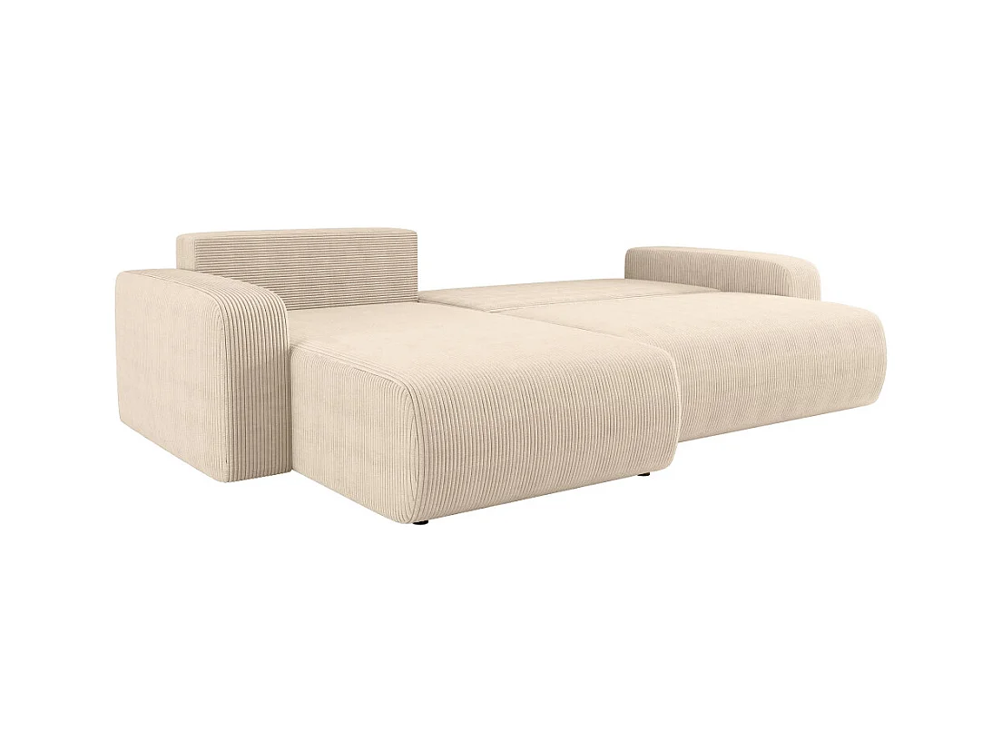 Canapé ALYA d'angle max réversible et convertible 5 places en velours côtelé - Beige