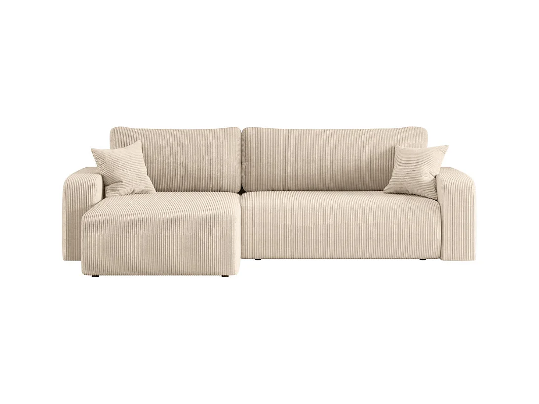Canapé ALYA d'angle max réversible et convertible 5 places en velours côtelé - Beige