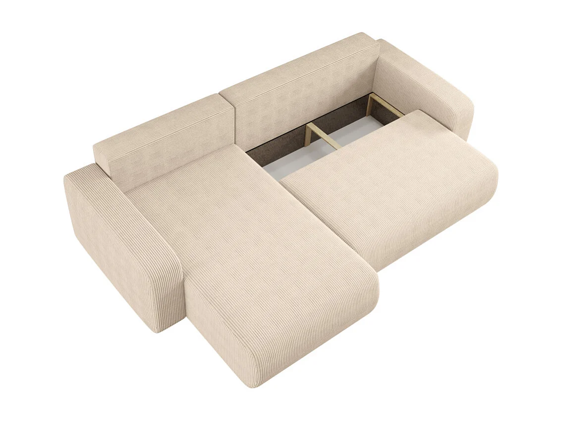 Canapé ALYA d'angle max réversible et convertible 5 places en velours côtelé - Beige