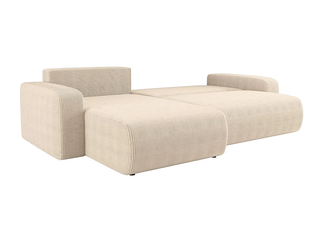 Canapé ALYA d'angle max réversible et convertible 5 places en velours côtelé - Beige