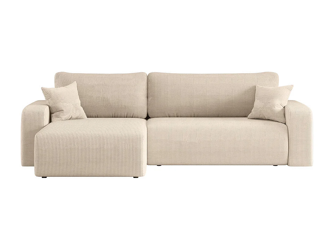 Canapé ALYA d'angle max réversible et convertible 5 places en velours côtelé - Beige
