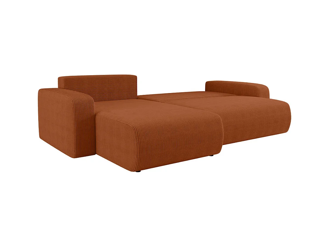 Canapé ALYA d'angle max réversible et convertible 5 places en velours côtelé - Terracotta