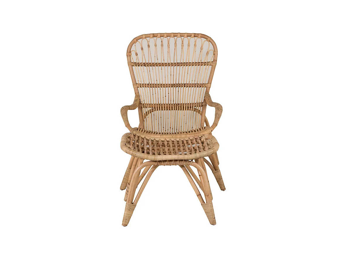 Ella tuinstoel met voetenbank natuur, gebroken wit.