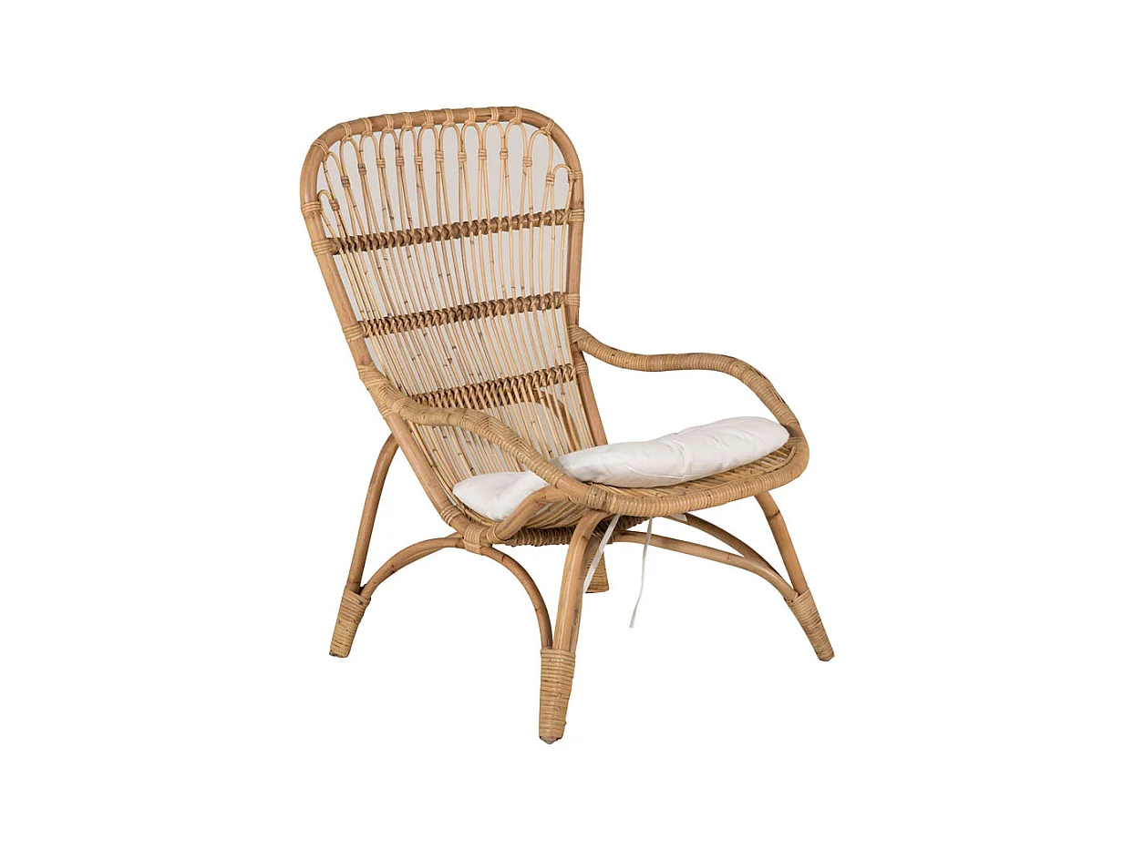 Ella tuinstoel met voetenbank natuur, gebroken wit.