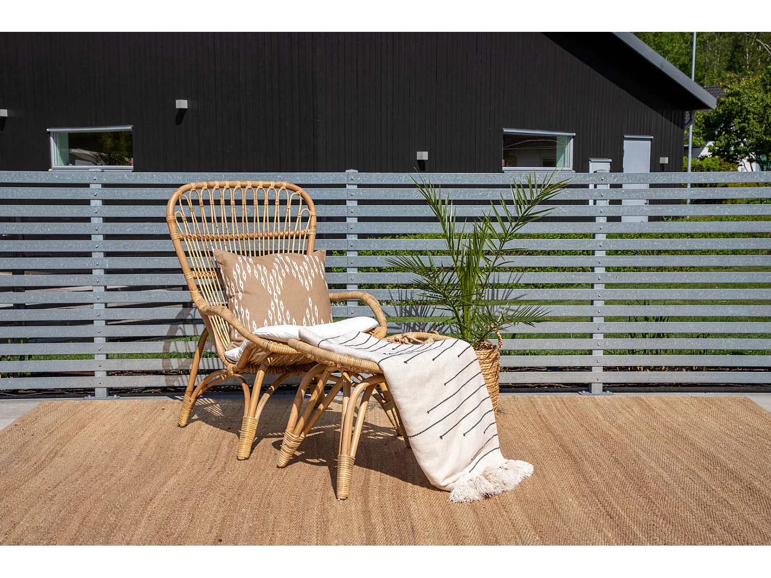 Fauteuil de Jardin & Repose-Pieds "Ella" 131cm Naturel
