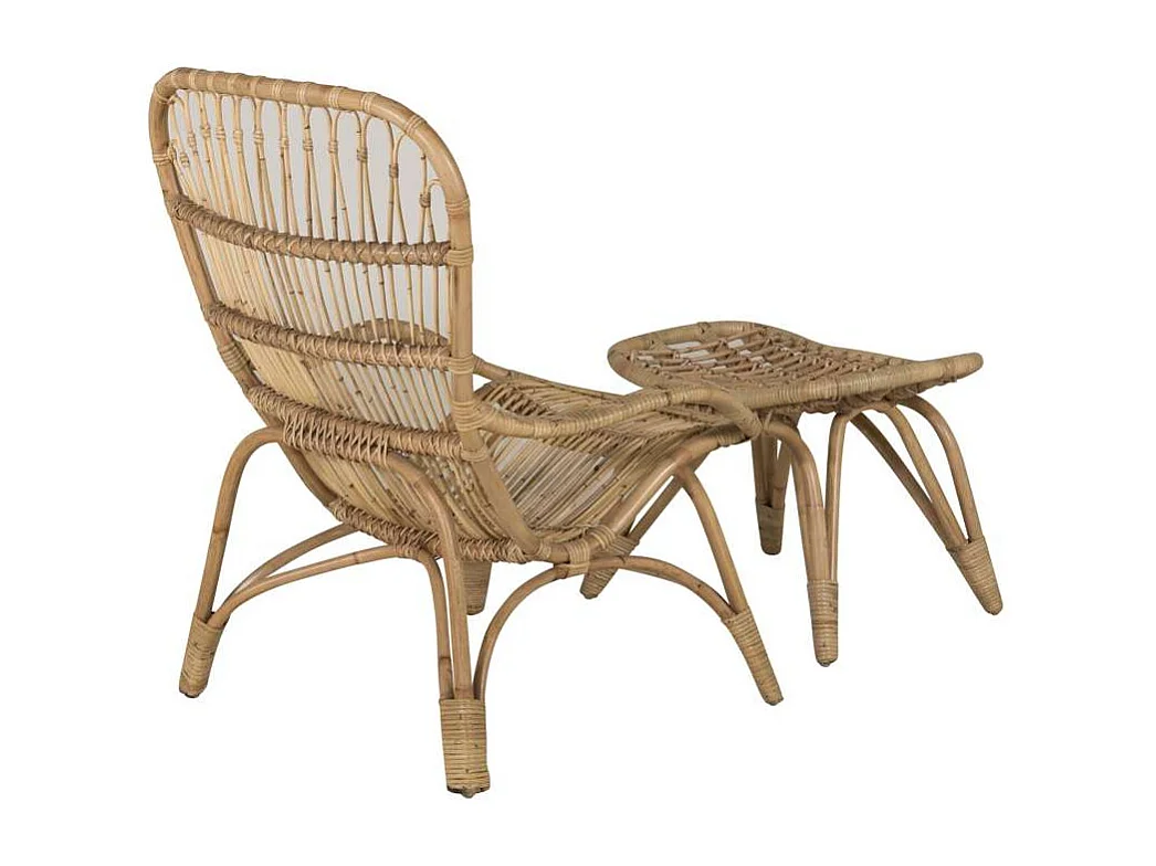 Fauteuil de Jardin & Repose-Pieds "Ella" 131cm Naturel