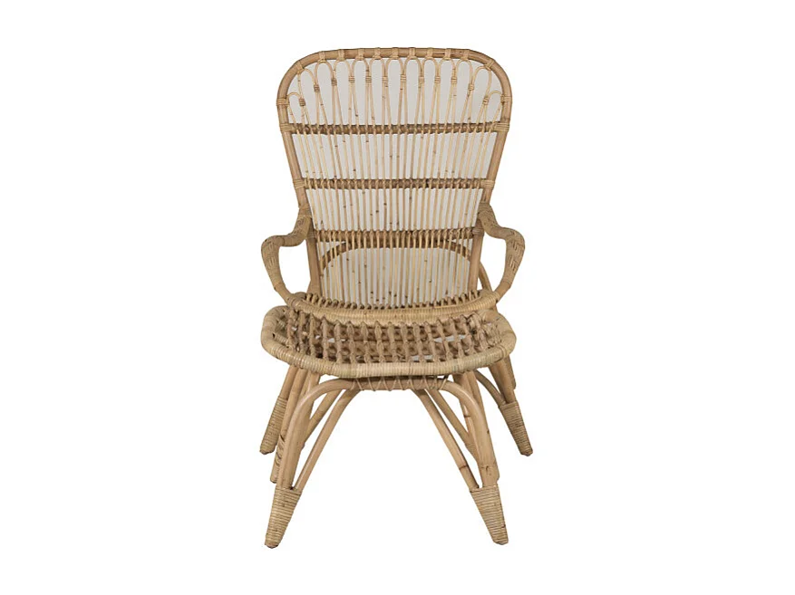 Fauteuil de Jardin & Repose-Pieds "Ella" 131cm Naturel