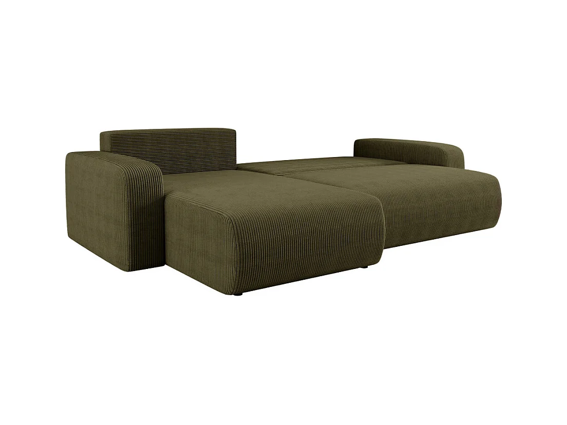 Canapé ALYA d'angle max réversible et convertible 5 places en velours côtelé - Vert kaki