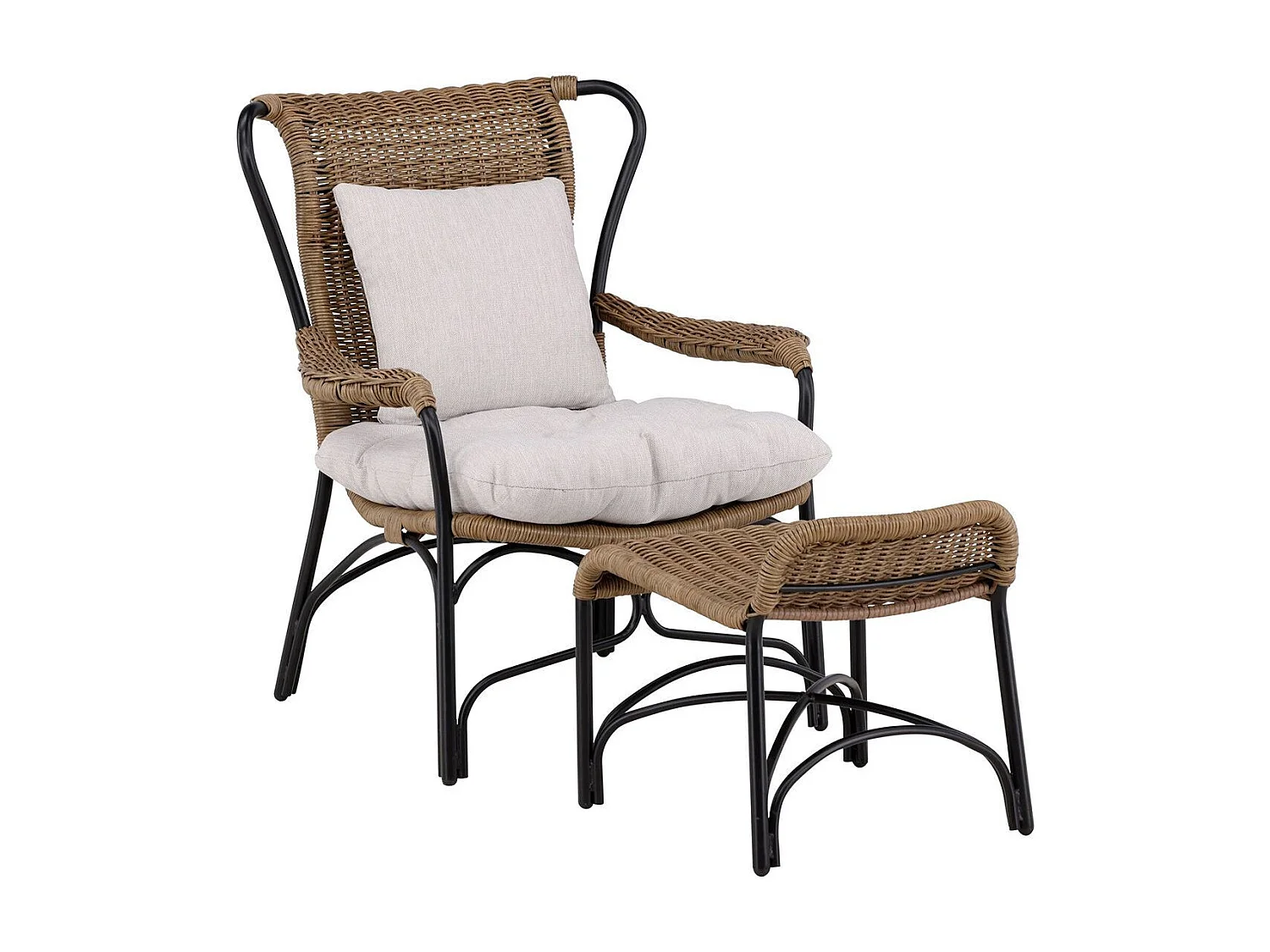 Fauteuil de Jardin "Loreto" 98cm Naturel & Noir