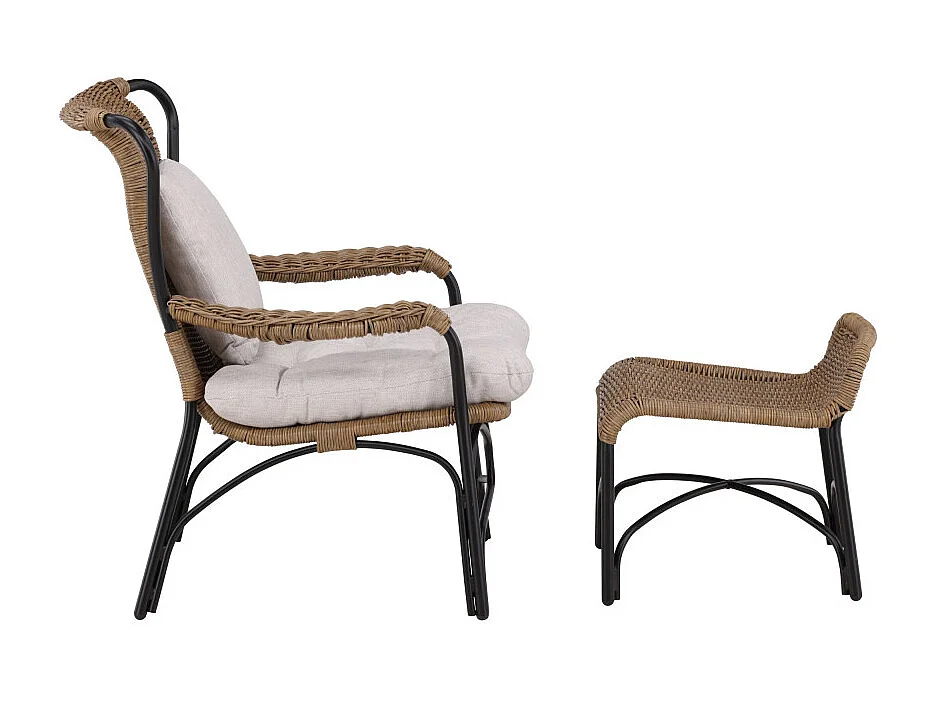 Fauteuil de Jardin "Loreto" 98cm Naturel & Noir