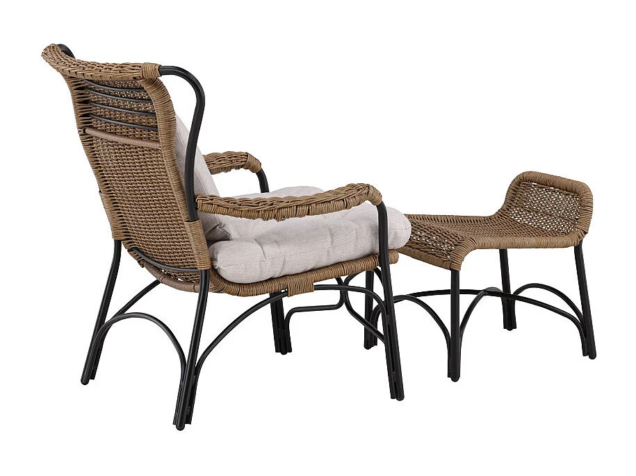 Fauteuil de Jardin "Loreto" 98cm Naturel & Noir