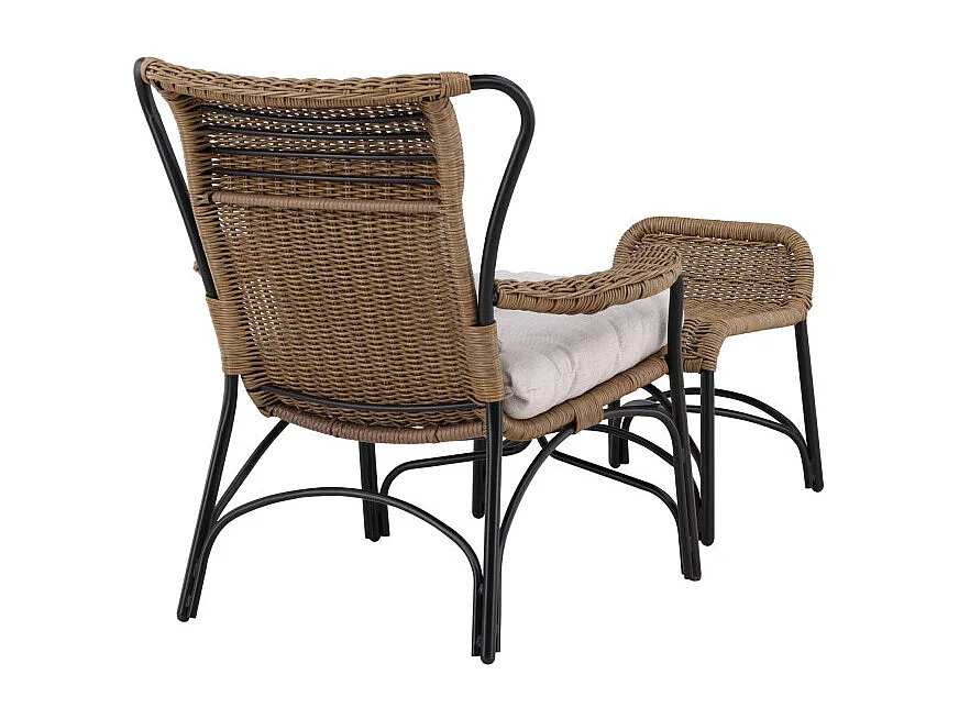 Fauteuil de Jardin "Loreto" 98cm Naturel & Noir