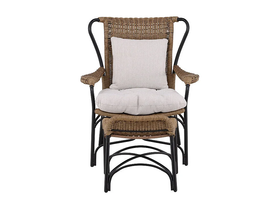 Fauteuil de Jardin "Loreto" 98cm Naturel & Noir