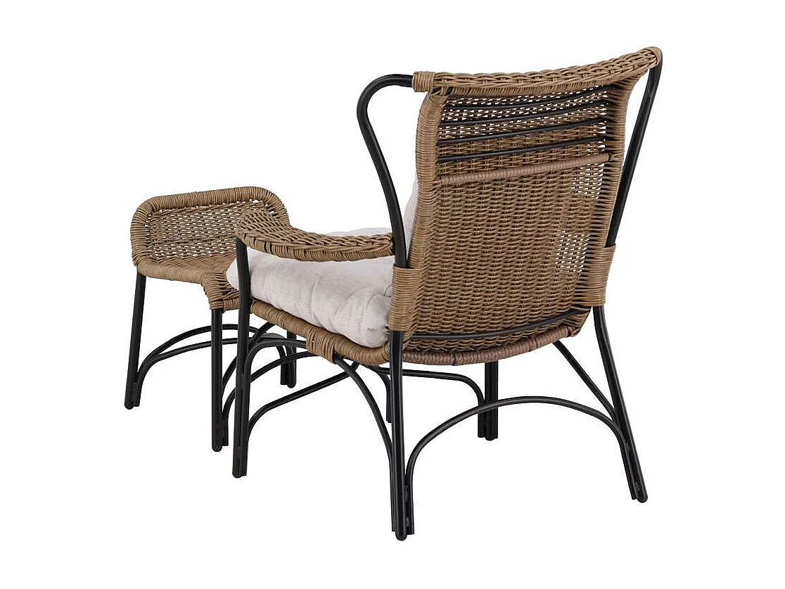 Loreto chaise longue avec coussin de jardin avec repose-pieds noir.
