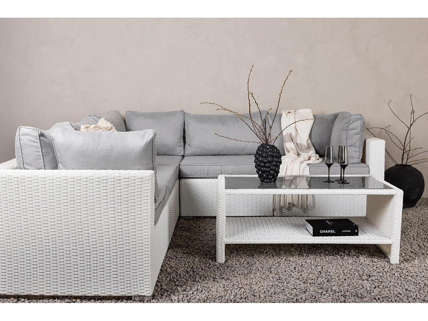 Salon d'Angle de Jardin "Amazona" 249cm Blanc