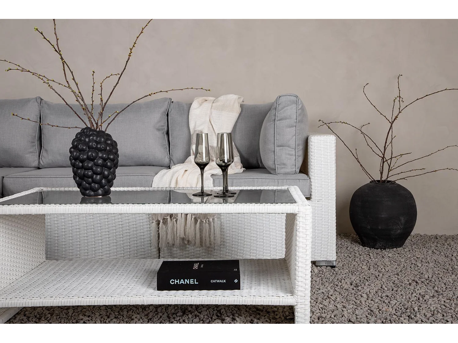 Salon d'Angle de Jardin "Amazona" 249cm Blanc