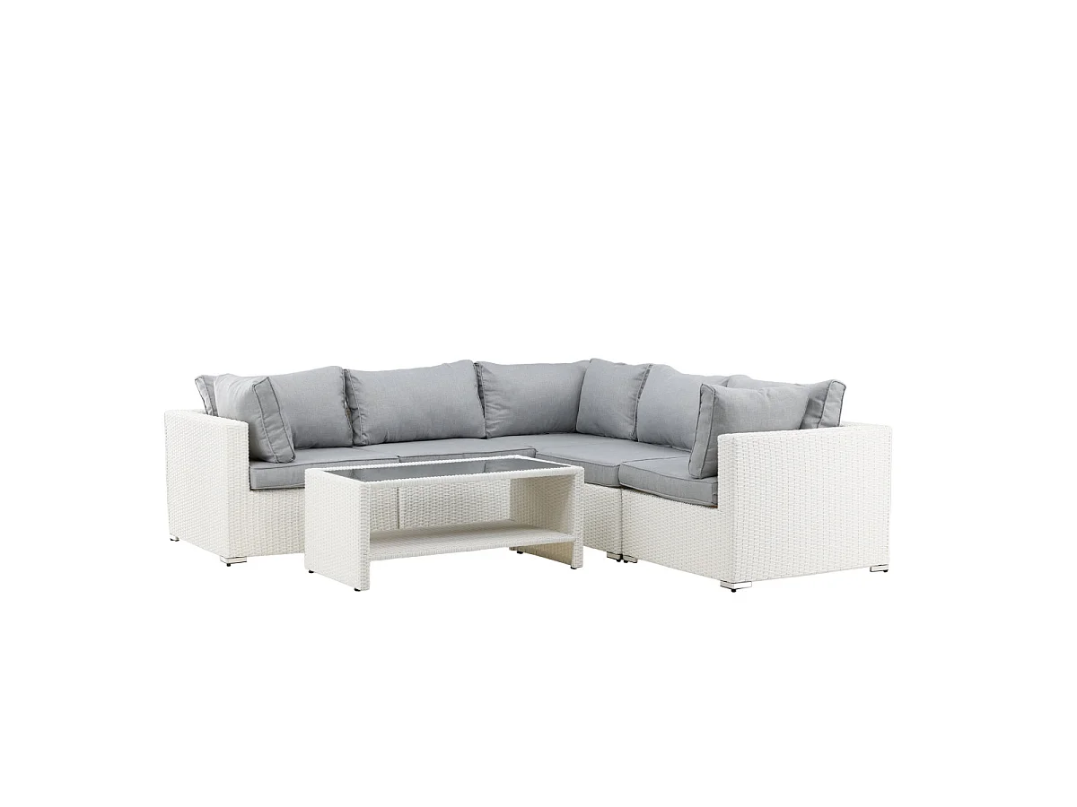 Salon d'Angle de Jardin "Amazona" 249cm Blanc