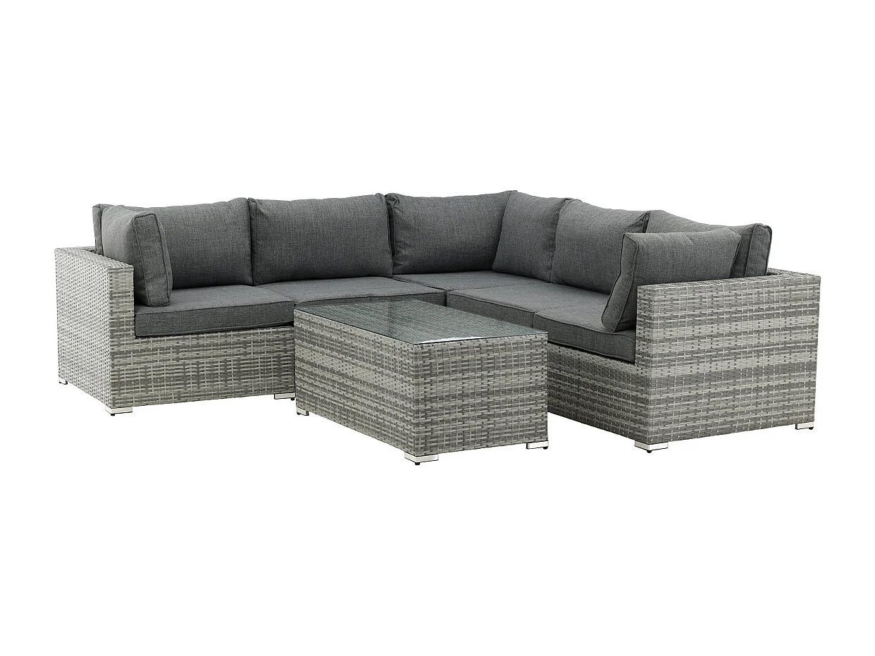 Salon d'Angle de Jardin "Amazona" 249cm Gris