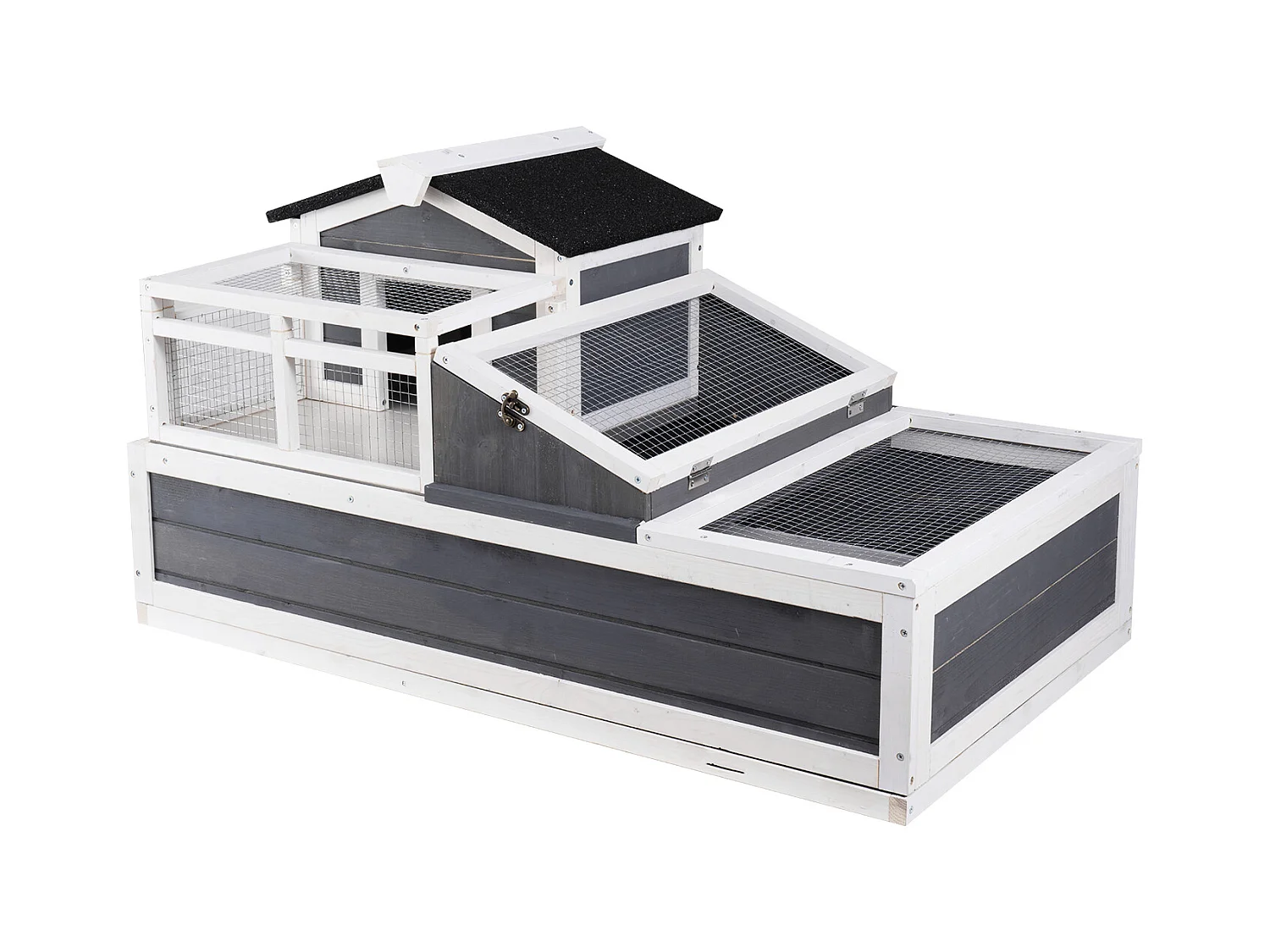 Vivarium Reptiles, SucceBuy Habitat pour Tortues 112 x 65,6 x 61 cm, Maison pour Tortues Intérieure/Extérieure en Bois 3 Pièces