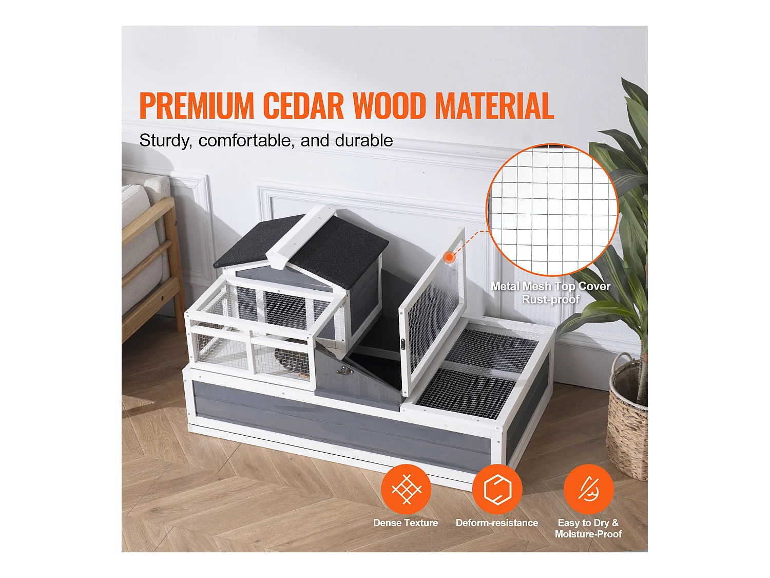 Vivarium Reptiles, SucceBuy Habitat pour Tortues 112 x 65,6 x 61 cm, Maison pour Tortues Intérieure/Extérieure en Bois 3 Pièces