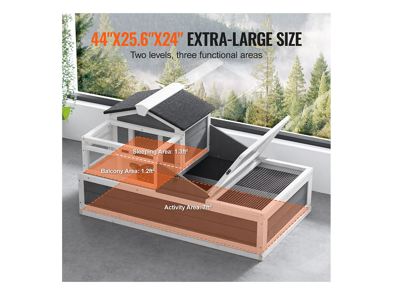 Vivarium Reptiles, SucceBuy Habitat pour Tortues 112 x 65,6 x 61 cm, Maison pour Tortues Intérieure/Extérieure en Bois 3 Pièces