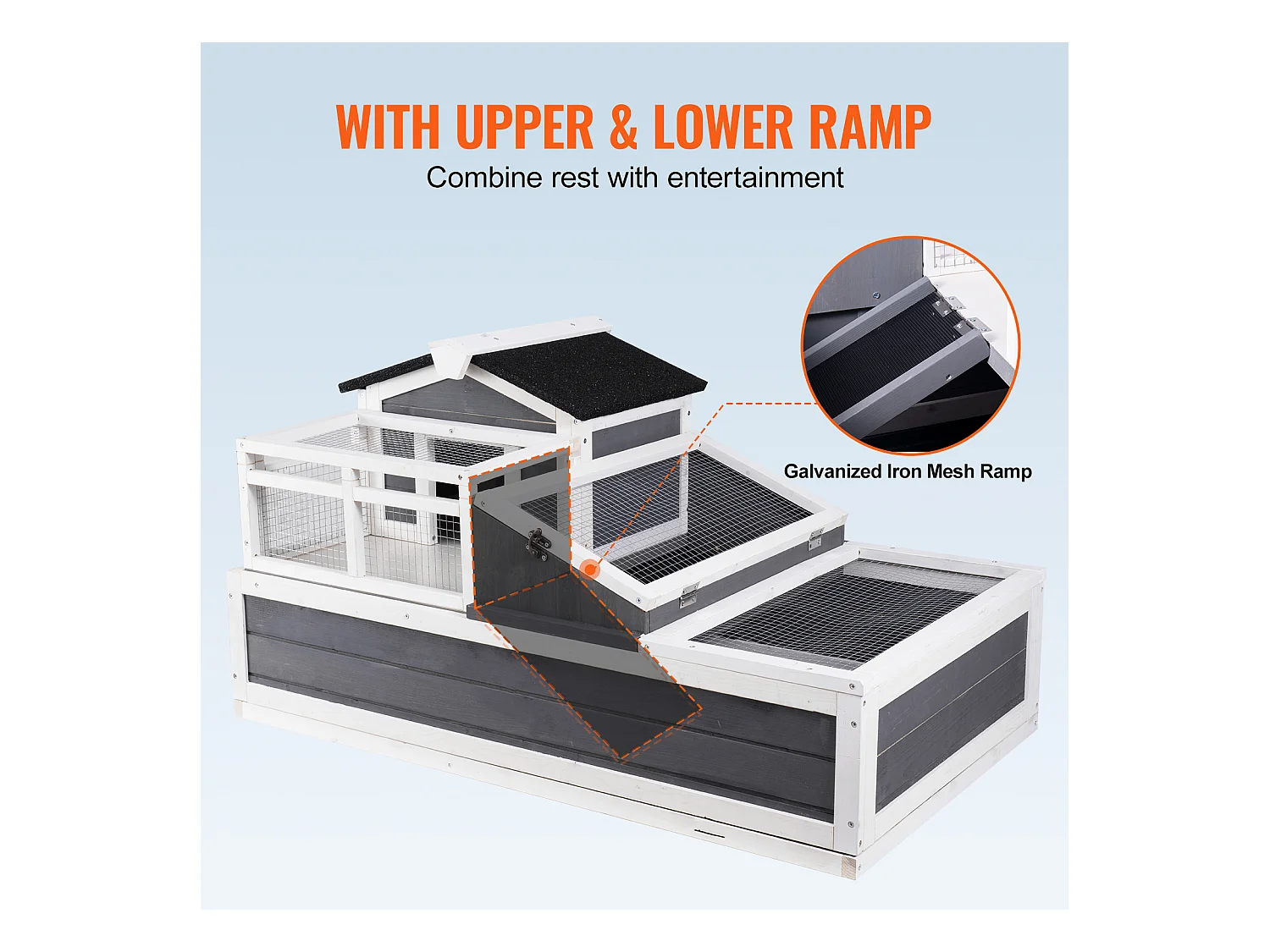 Vivarium Reptiles, SucceBuy Habitat pour Tortues 112 x 65,6 x 61 cm, Maison pour Tortues Intérieure/Extérieure en Bois 3 Pièces