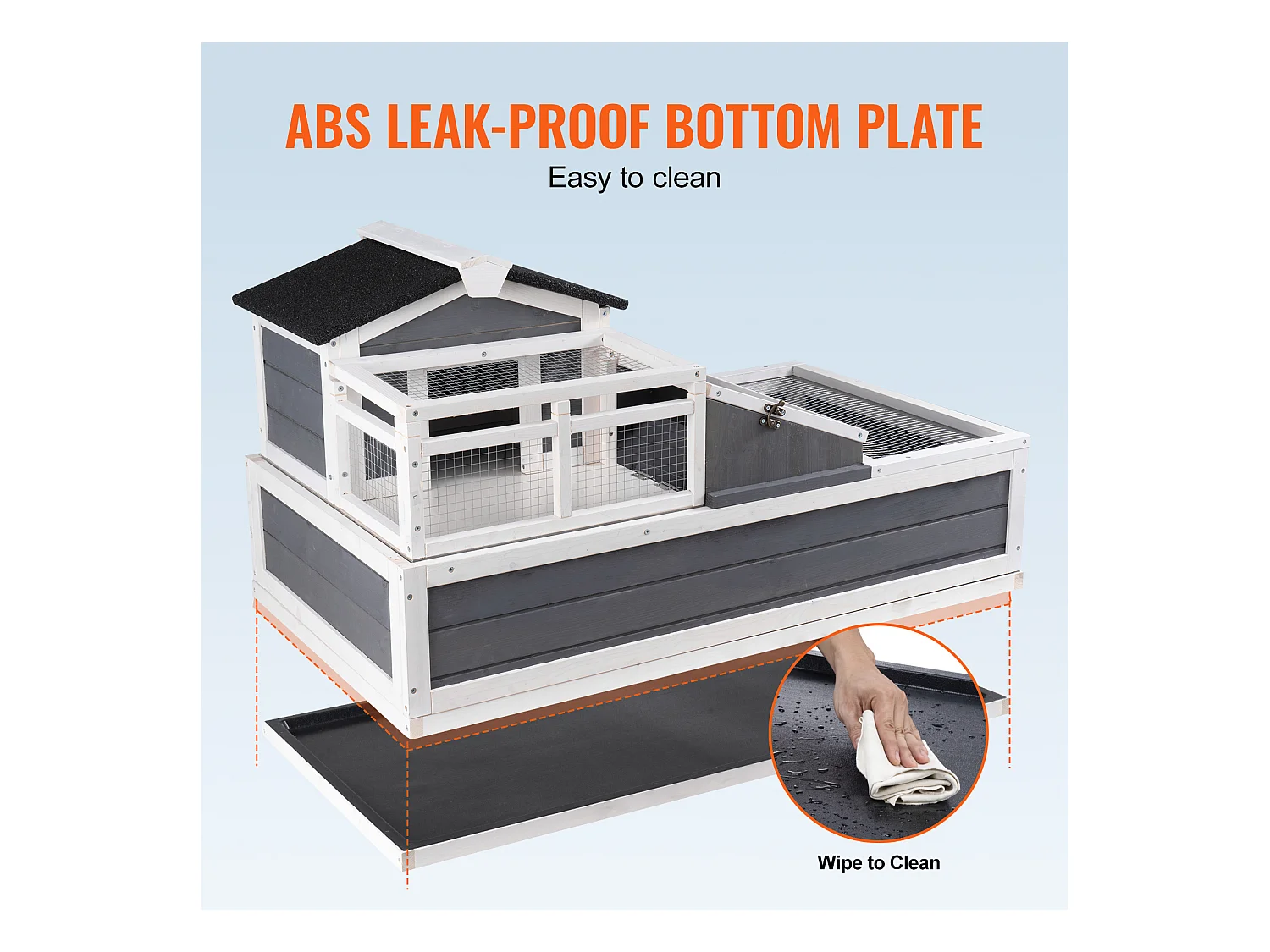 Vivarium Reptiles, SucceBuy Habitat pour Tortues 112 x 65,6 x 61 cm, Maison pour Tortues Intérieure/Extérieure en Bois 3 Pièces