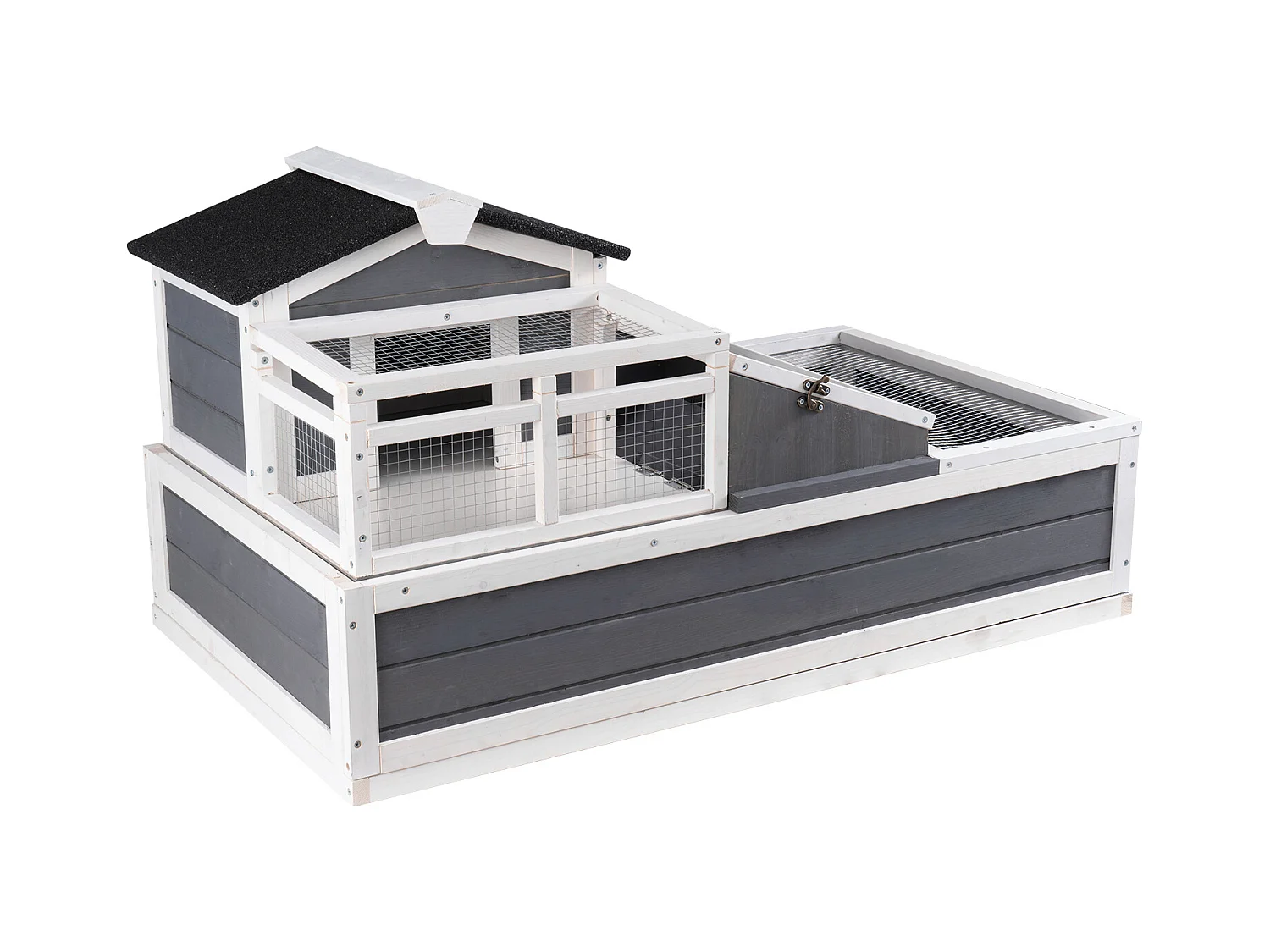 Vivarium Reptiles, SucceBuy Habitat pour Tortues 112 x 65,6 x 61 cm, Maison pour Tortues Intérieure/Extérieure en Bois 3 Pièces