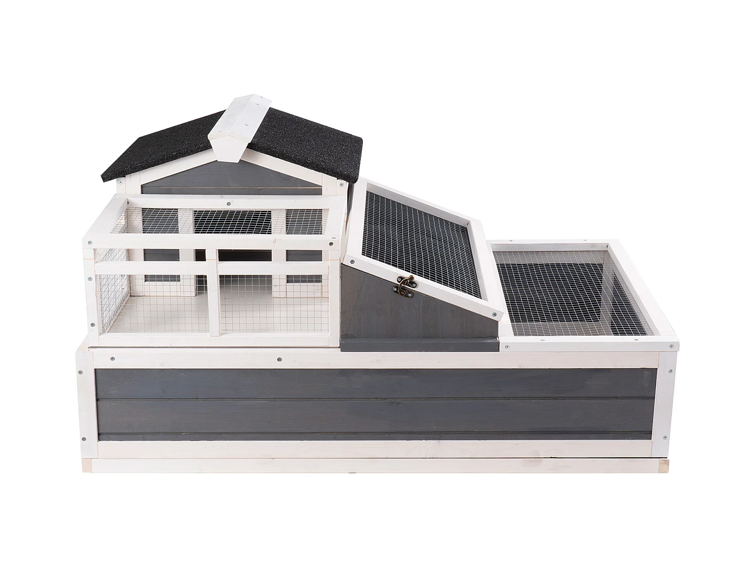 Vivarium Reptiles, SucceBuy Habitat pour Tortues 112 x 65,6 x 61 cm, Maison pour Tortues Intérieure/Extérieure en Bois 3 Pièces