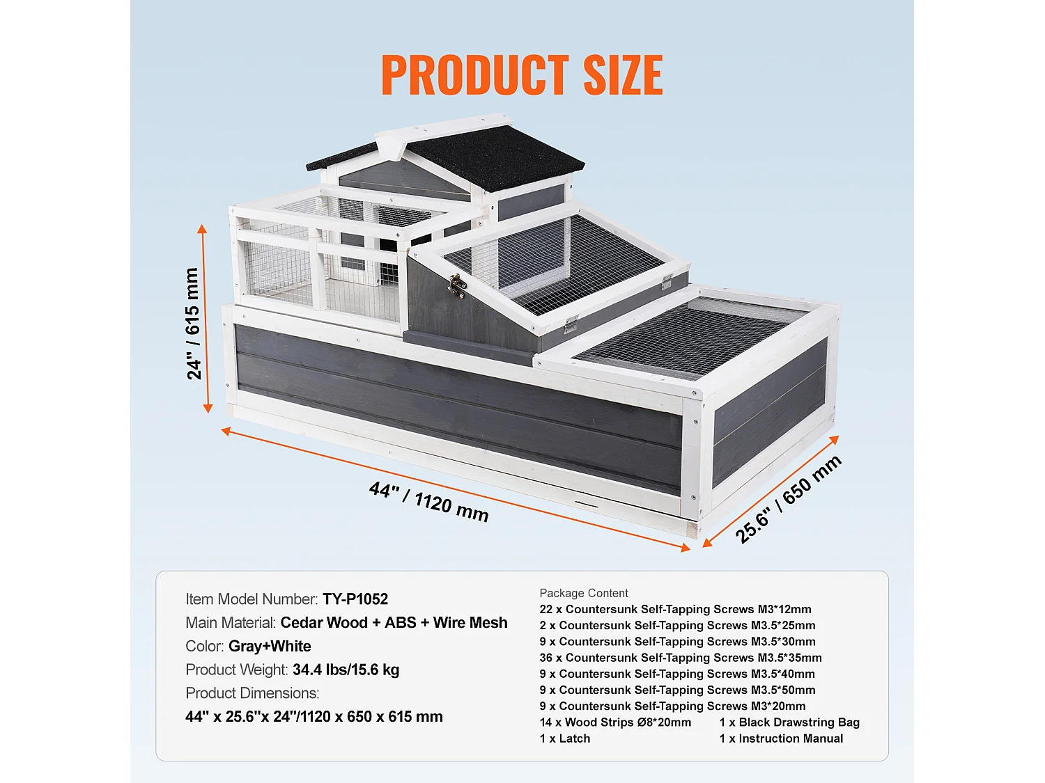 Vivarium Reptiles, SucceBuy Habitat pour Tortues 112 x 65,6 x 61 cm, Maison pour Tortues Intérieure/Extérieure en Bois 3 Pièces