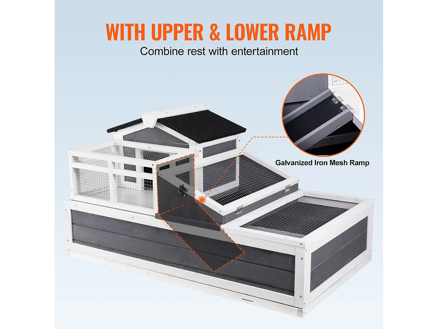 Vivarium Reptiles, SucceBuy Habitat pour Tortues 112 x 65,6 x 61 cm, Maison pour Tortues Intérieure/Extérieure en Bois 3 Pièces