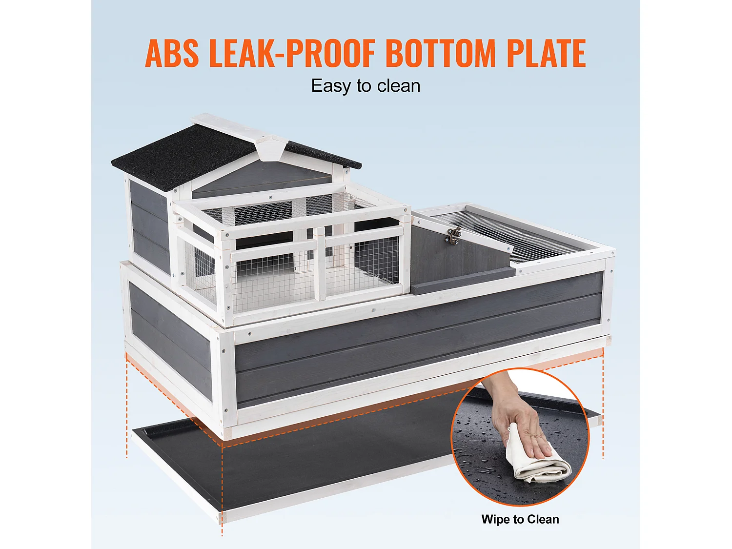 Vivarium Reptiles, SucceBuy Habitat pour Tortues 112 x 65,6 x 61 cm, Maison pour Tortues Intérieure/Extérieure en Bois 3 Pièces