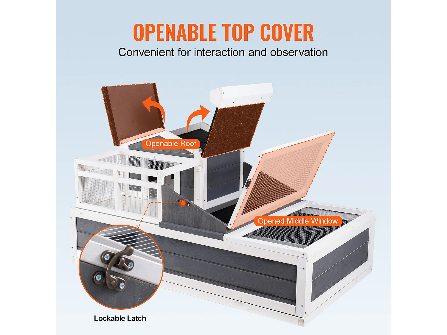 Vivarium Reptiles, SucceBuy Habitat pour Tortues 112 x 65,6 x 61 cm, Maison pour Tortues Intérieure/Extérieure en Bois 3 Pièces