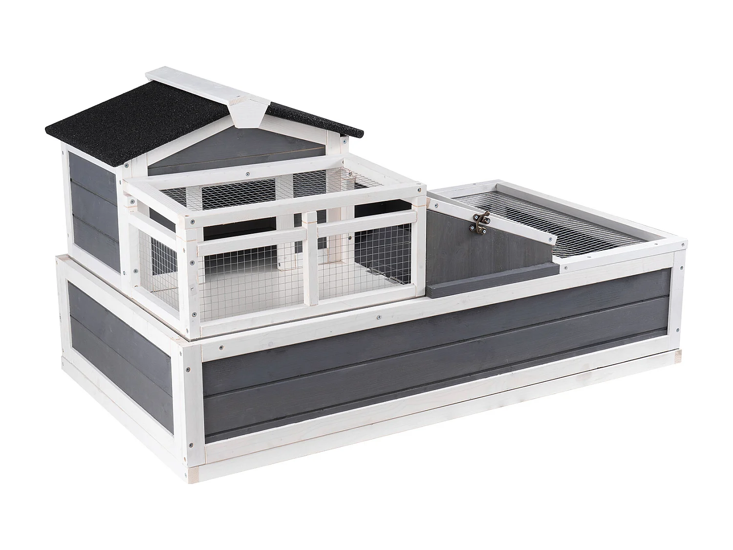 Vivarium Reptiles, SucceBuy Habitat pour Tortues 112 x 65,6 x 61 cm, Maison pour Tortues Intérieure/Extérieure en Bois 3 Pièces