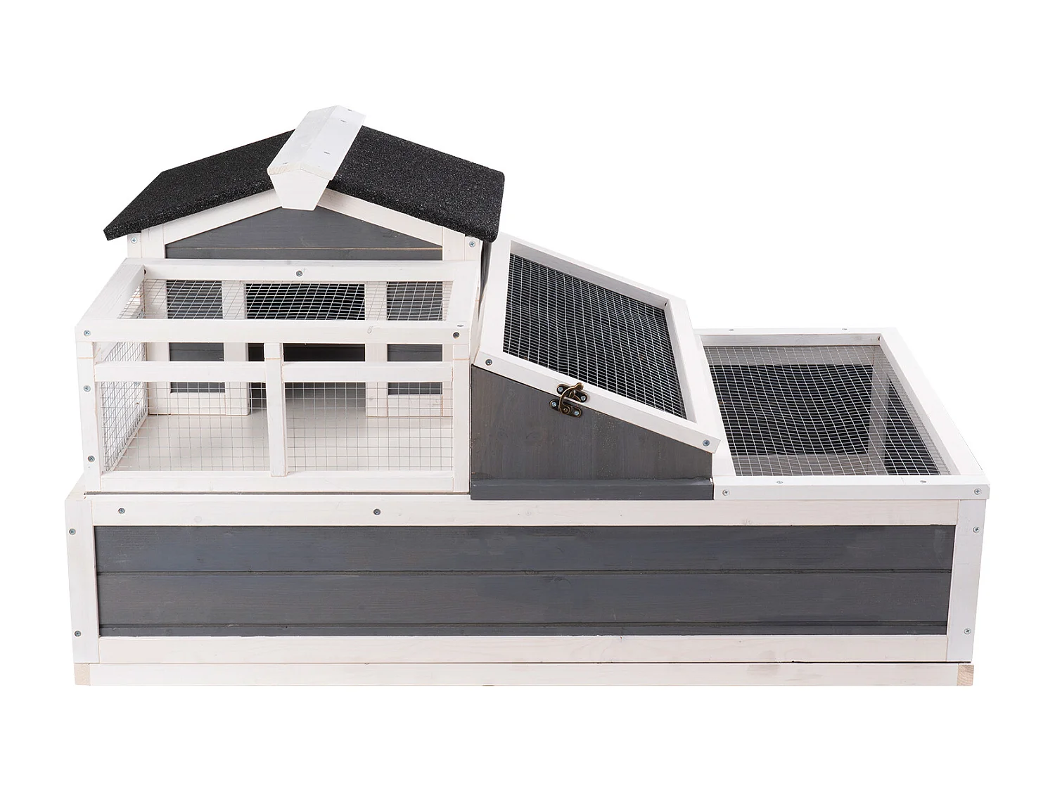 Vivarium Reptiles, SucceBuy Habitat pour Tortues 112 x 65,6 x 61 cm, Maison pour Tortues Intérieure/Extérieure en Bois 3 Pièces