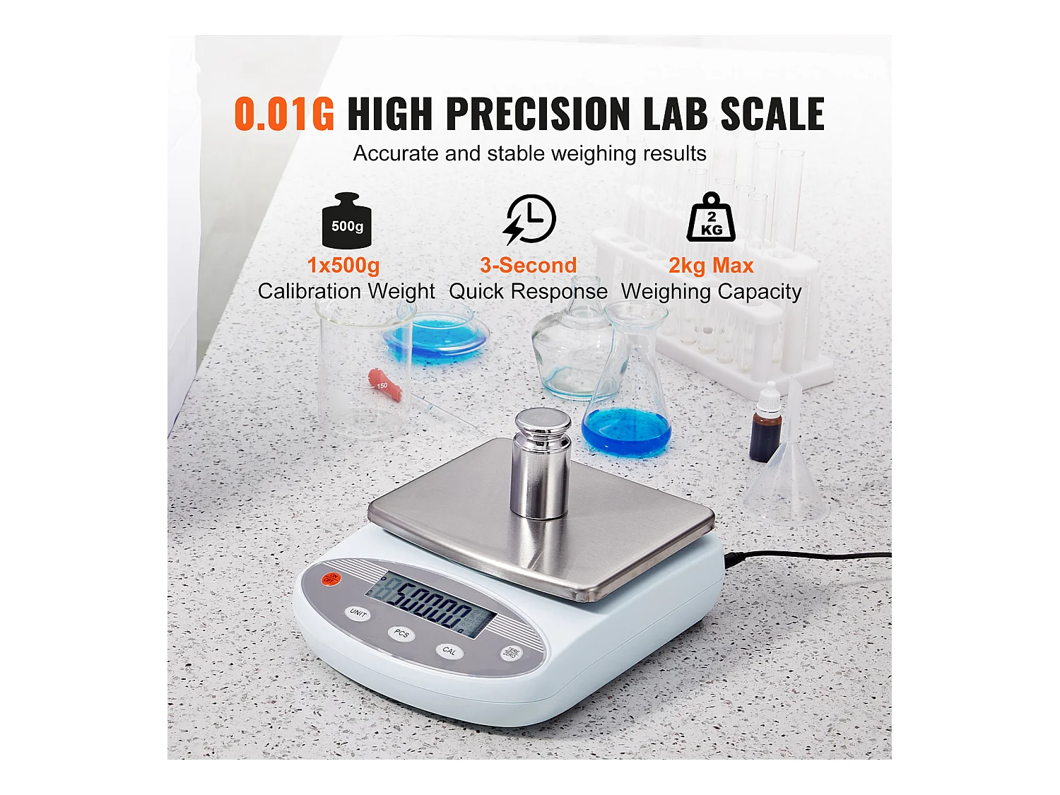 Balance de Laboratoire Analytique SucceBuy, 2000g x 0,01 g, 13 Unités, Électronique