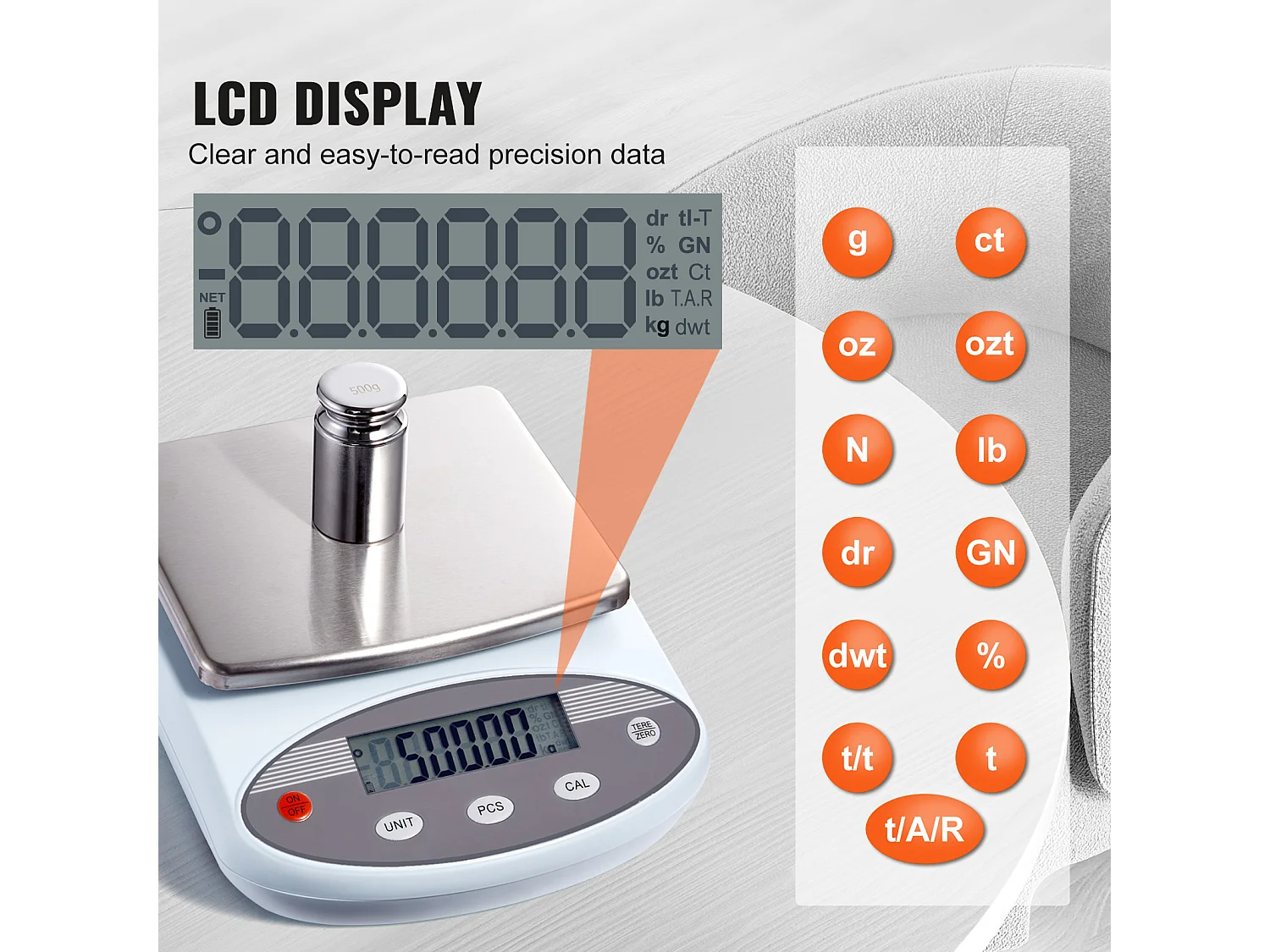 Balance de Laboratoire Analytique SucceBuy, 2000g x 0,01 g, 13 Unités, Électronique