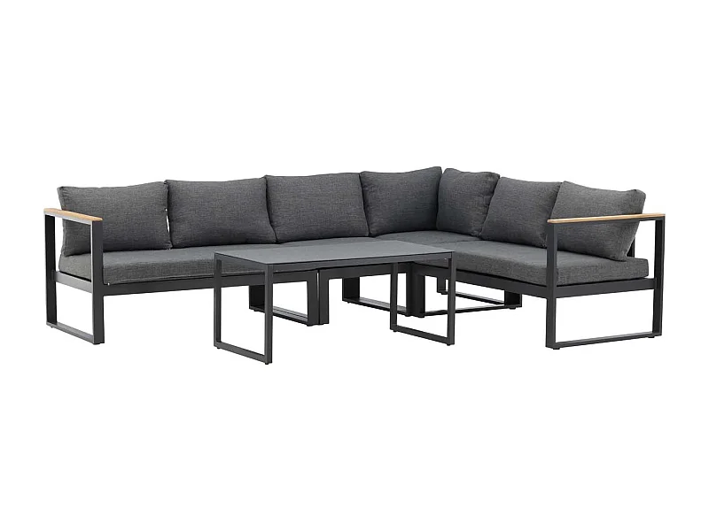 Salon d'Angle de Jardin en Métal "Texas" 268cm Noir