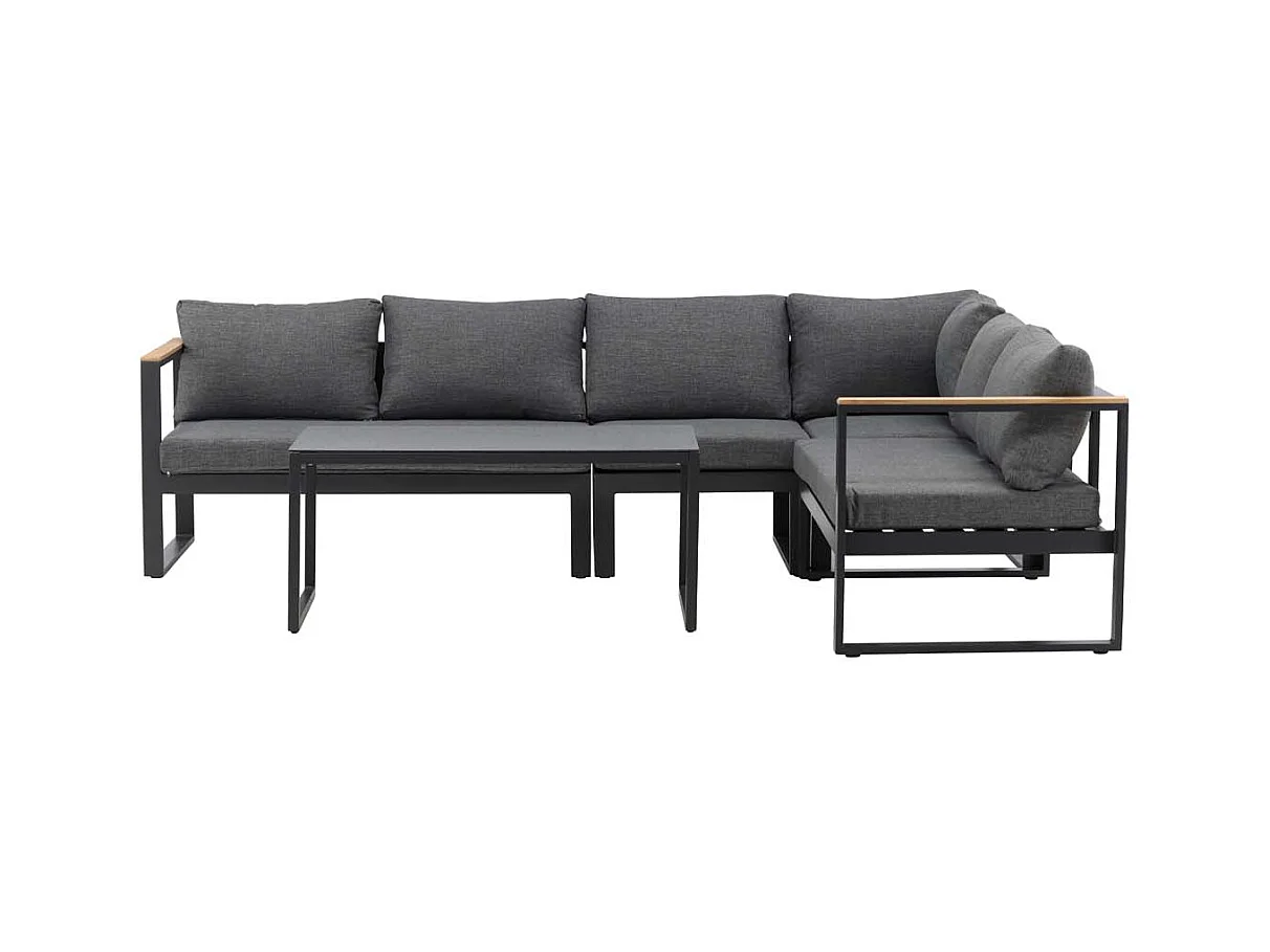 Salon d'Angle de Jardin en Métal "Texas" 268cm Noir