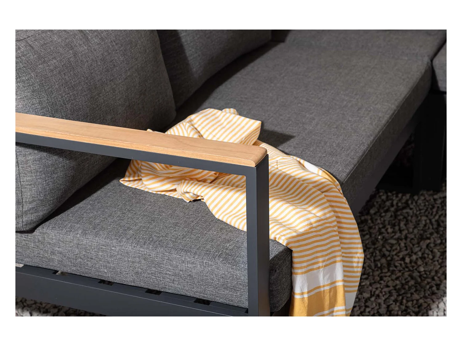 Salon d'Angle de Jardin en Métal "Texas" 268cm Noir