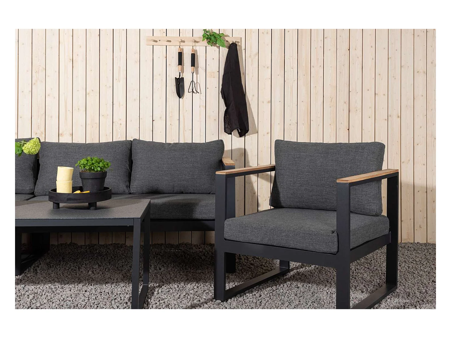 Salon d'Angle de Jardin en Métal "Texas" 268cm Noir