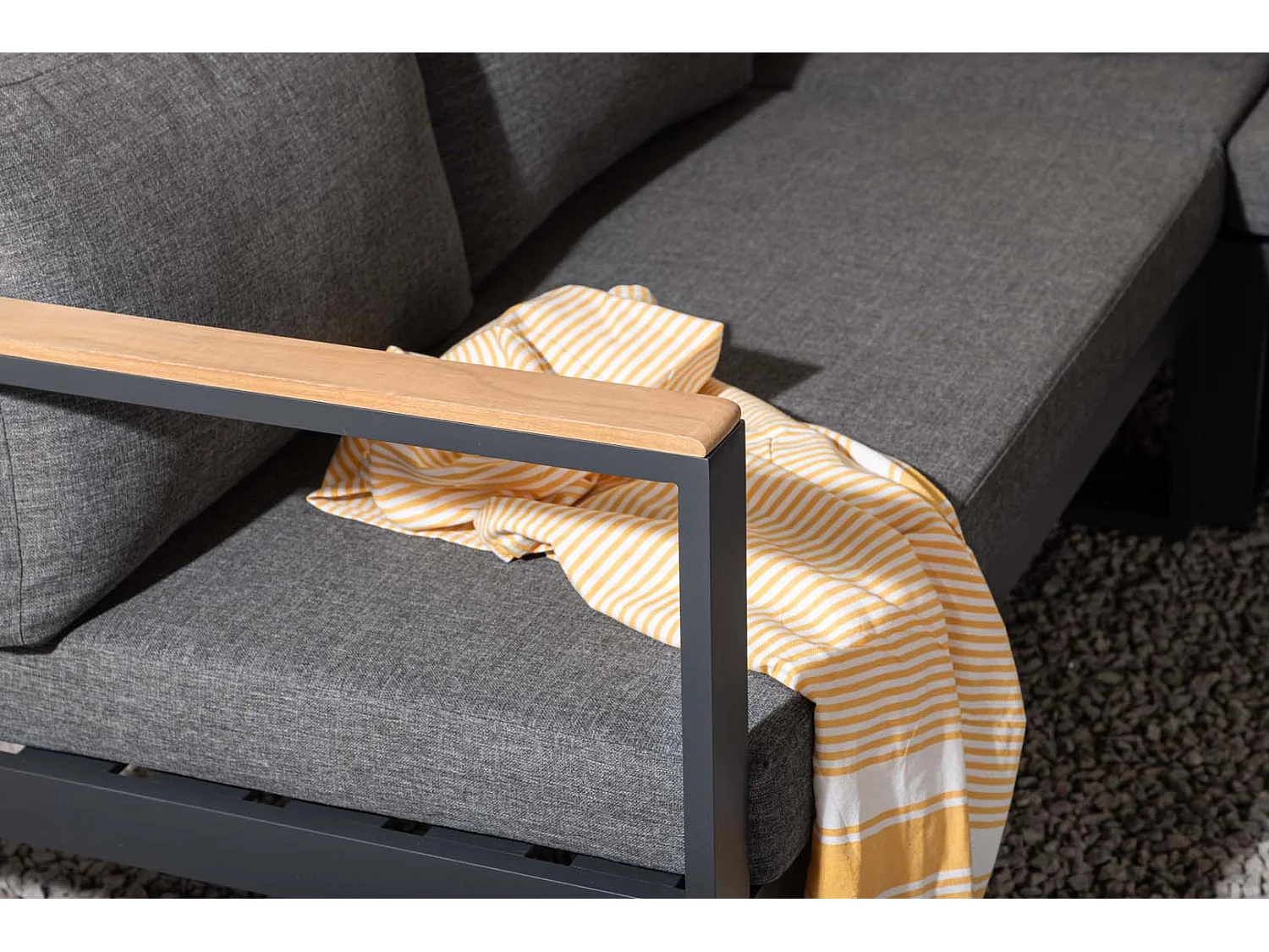 Salon d'Angle de Jardin en Métal "Texas" 268cm Noir